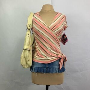 Y2K Fang Striped Pullover Wrap Top Deadstock